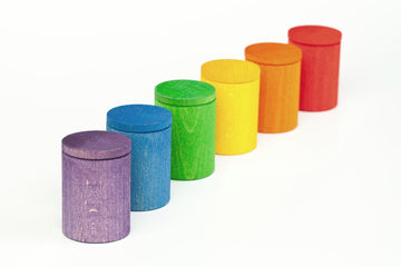 Houten potjes met deksel - kleurrijk - Grapat